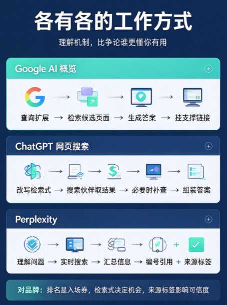 同一个品牌,在三个 AI 引擎里得到不同的答案。