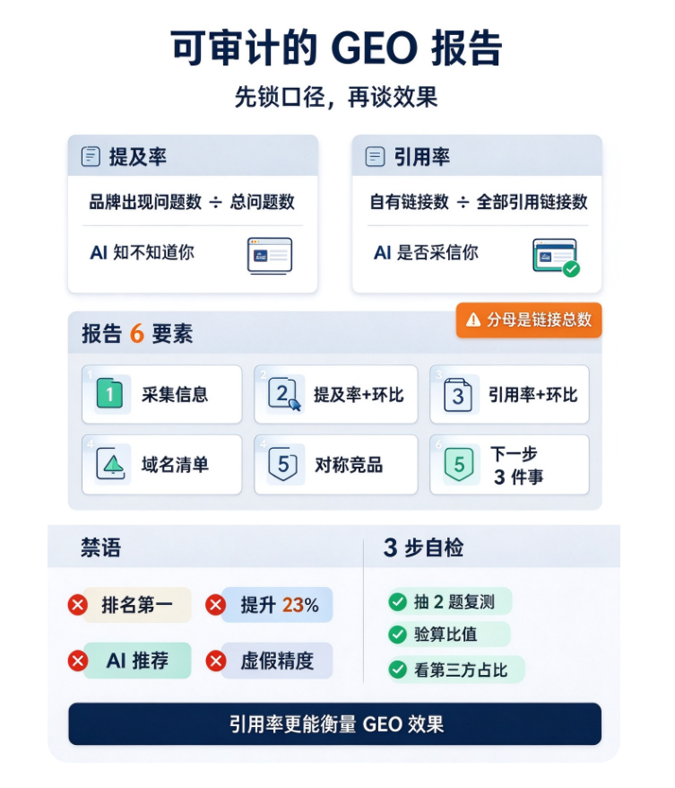 GEO 效果怎么验收:一份能被审计的报告结构